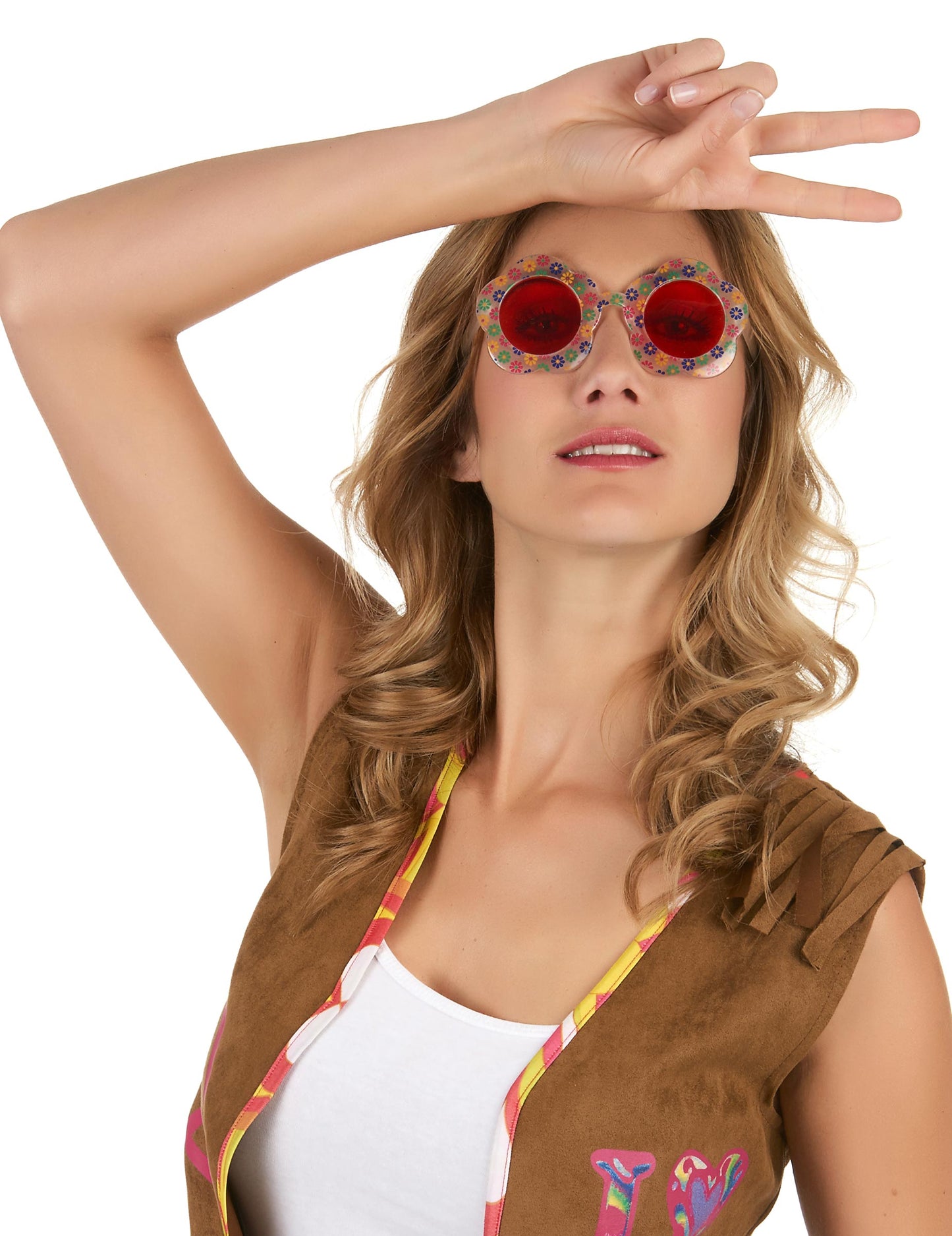 Ochelari de flori pentru hippie pentru adulți