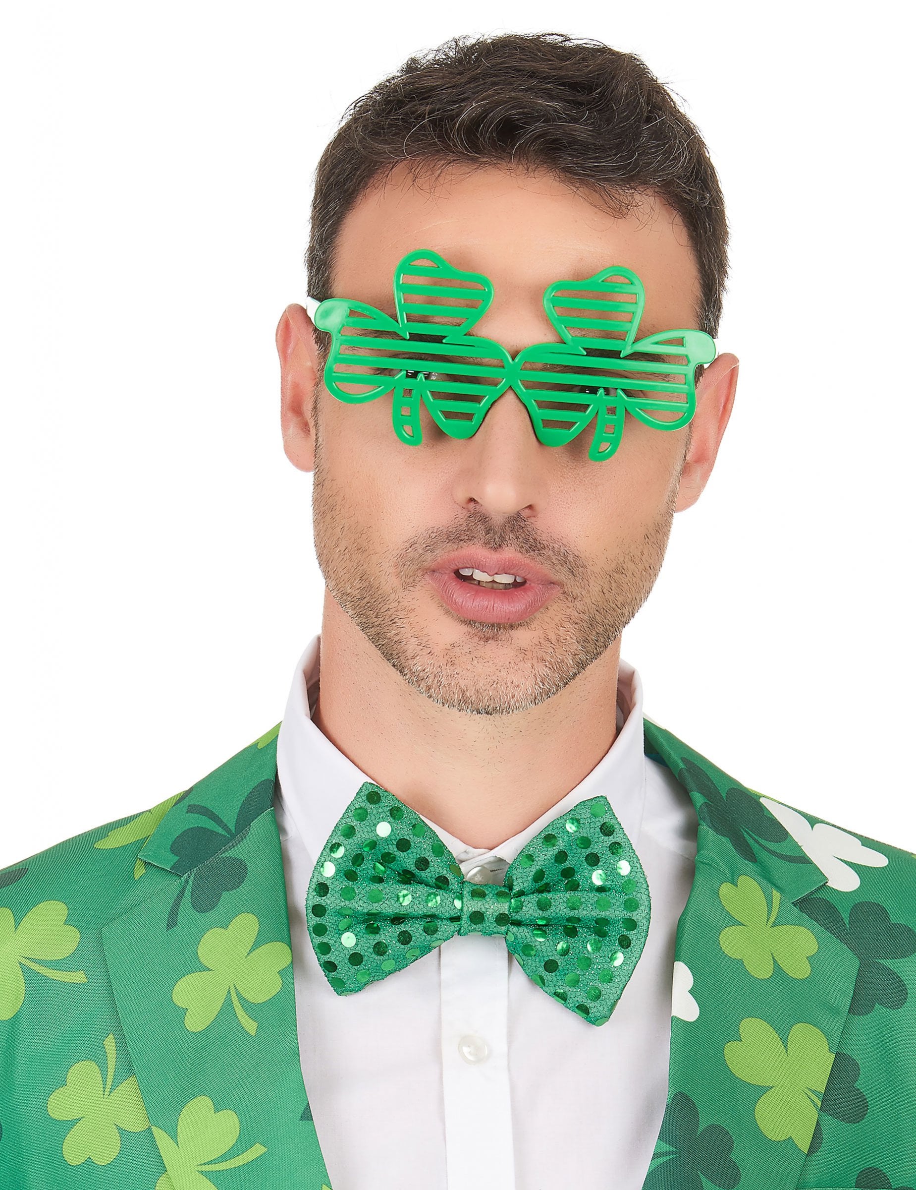 Lunettes humoristiques trèfles Saint-Patrick pour adulte verts