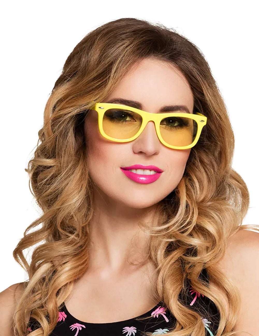 ochelari 80's pentru adult galben fluorescent