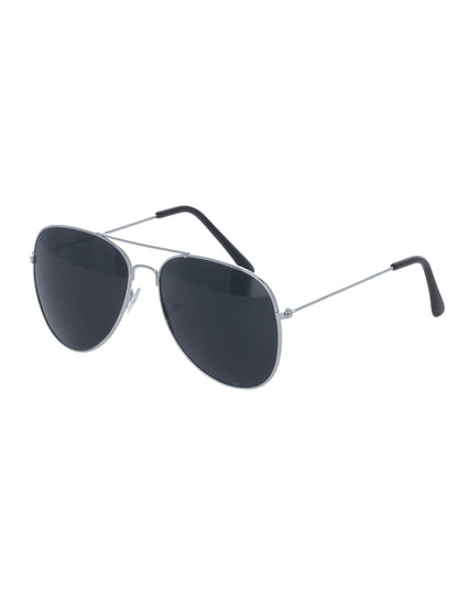 Lunettes noires d'aviateur contour argent adulte