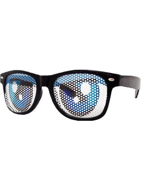 Lunettes Party Big Eyes pour adulte noires avec motif yeux bleus