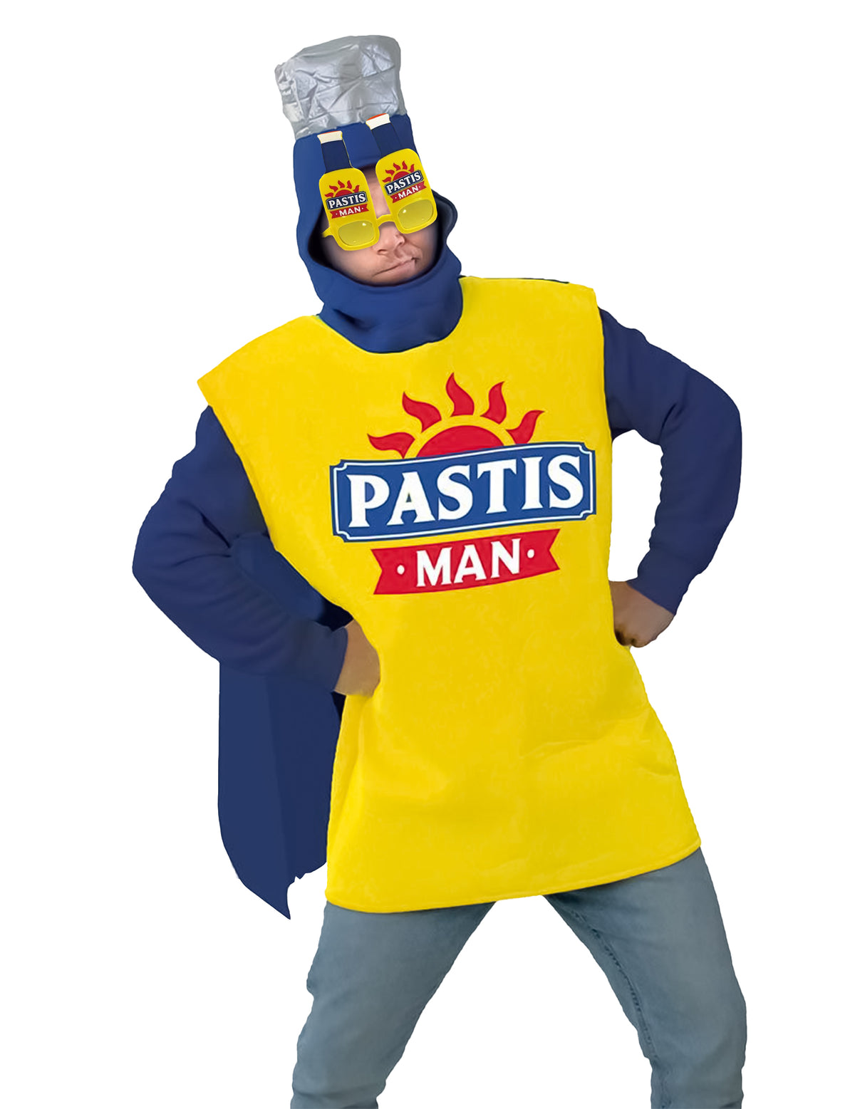 Lunettes Pastis Man pour adulte jaune en forme de bouteilles