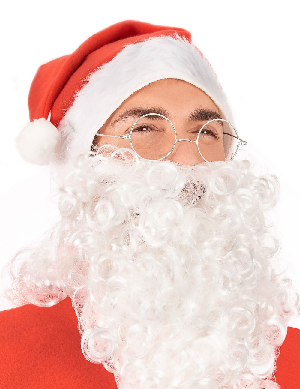 Gros plan sur les lunettes rondes Père Noël pour adulte