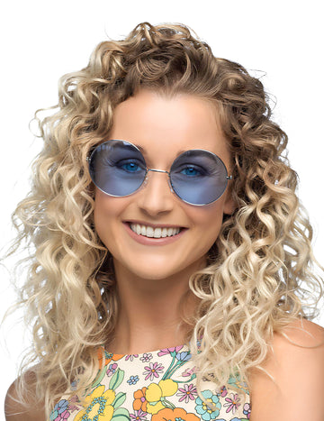 Lunettes rondes bleues hippies géantes