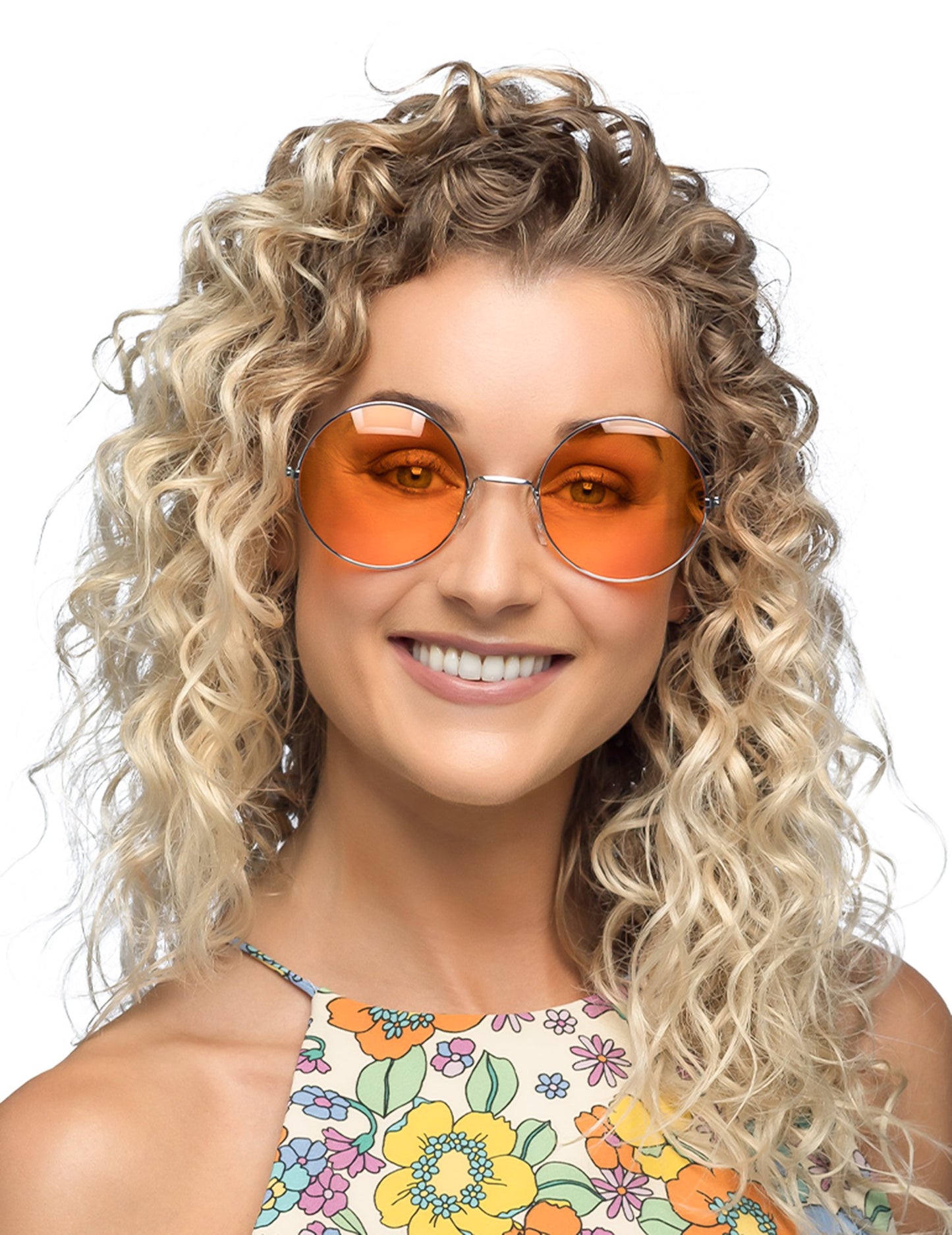 Ochelari hippie portocalii rotunzi gigantici