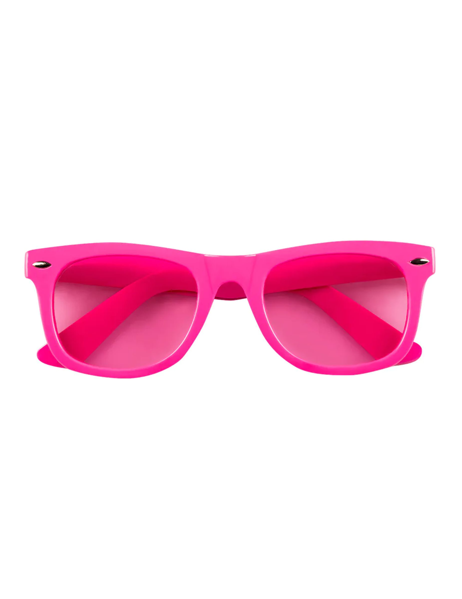 Vue de face des lunettes 80's rose fluo