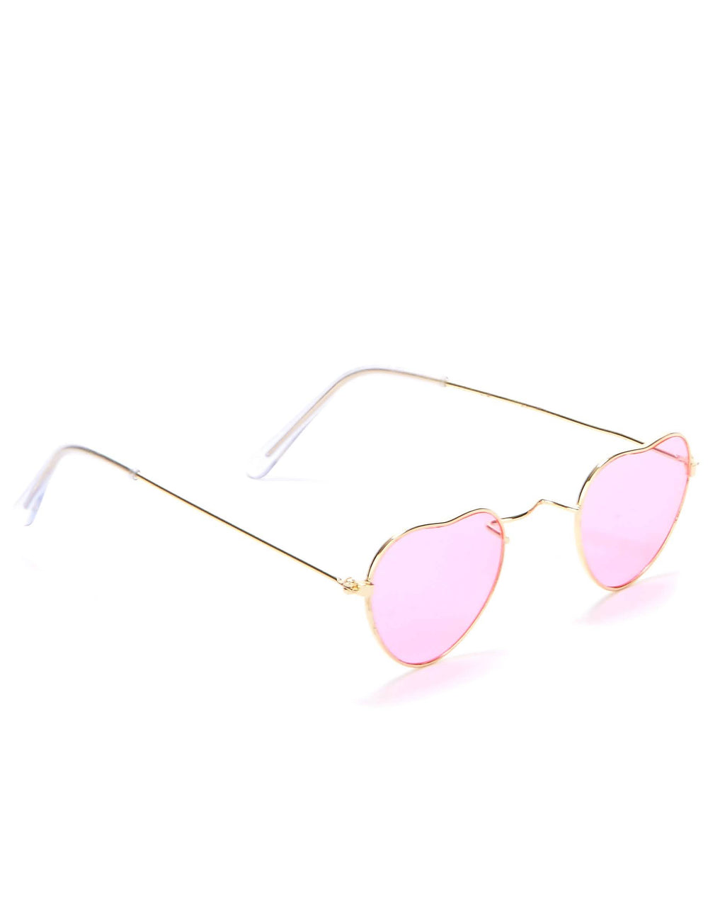 ochelari inimă pentru adult roz cu montură din metal auriu