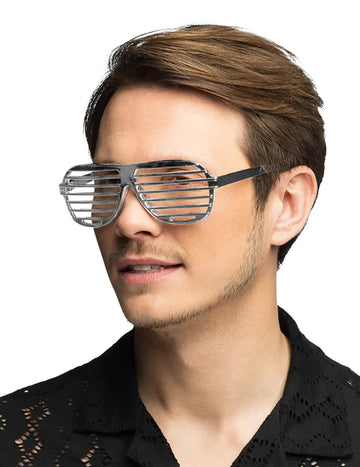 Lunettes striées argentées adulte