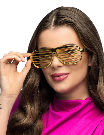 Lunettes striées dorées adulte