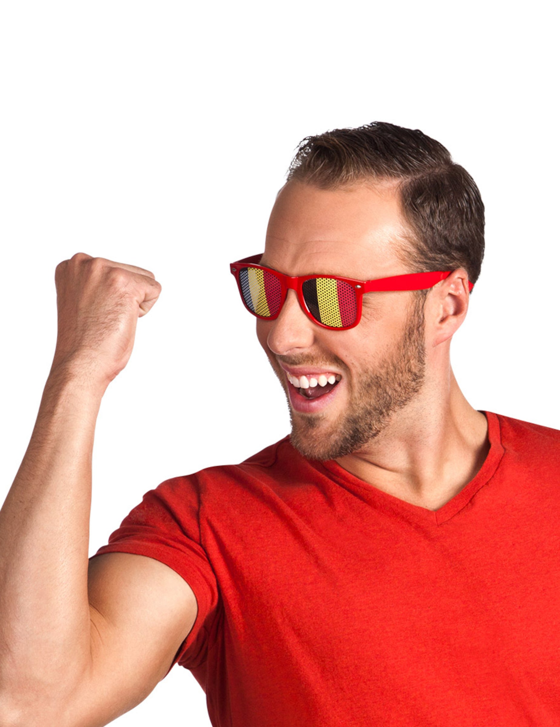 Vue de profil des lunettes supporter Belgique