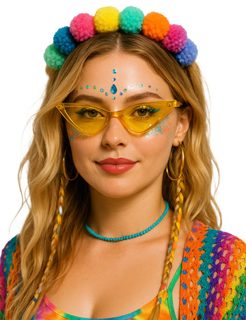 Ochelari triunghiulari galbeni pentru adulți