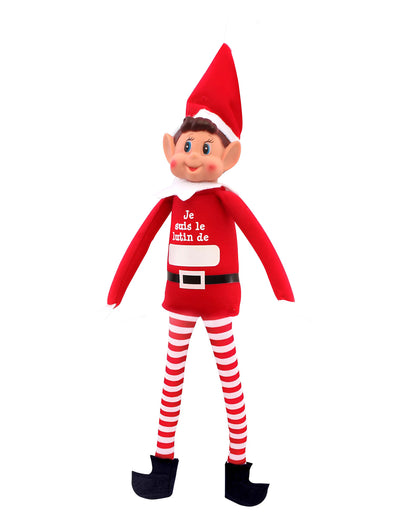 Lutin farceur Elfie pour garçon rouge et blanc à personnaliser