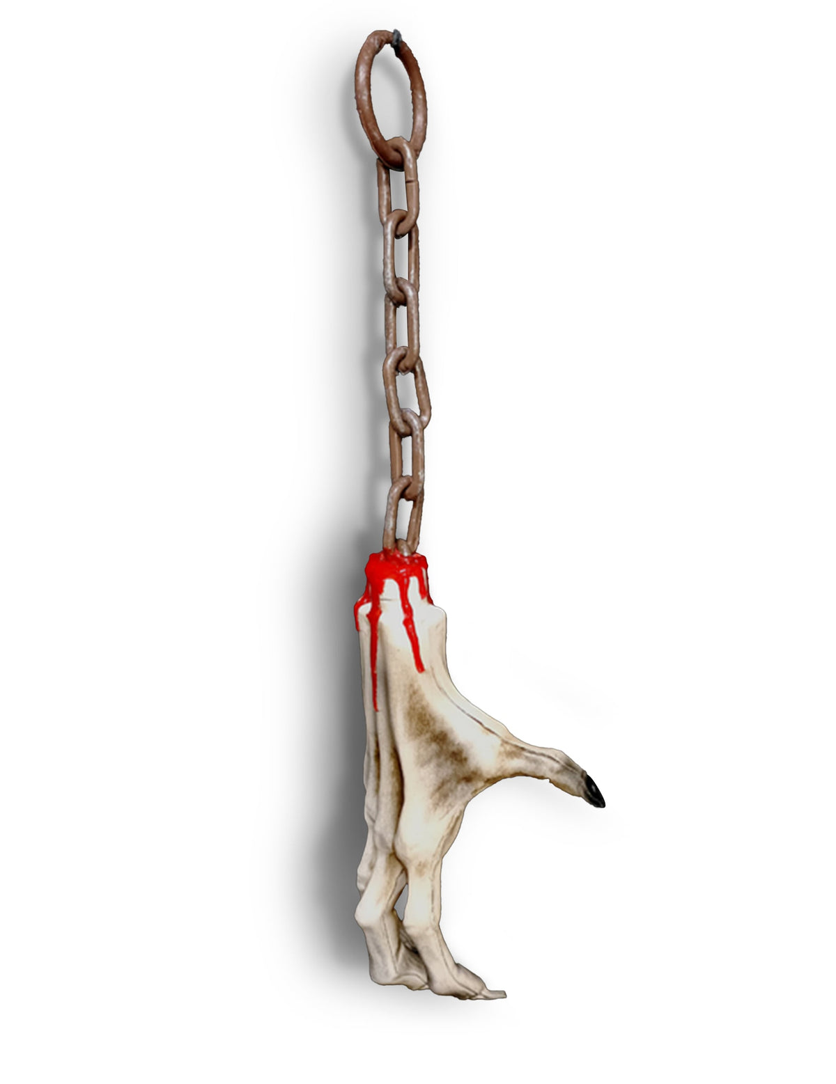 Vue de profil de la main ensanglantée suspendue pour Halloween