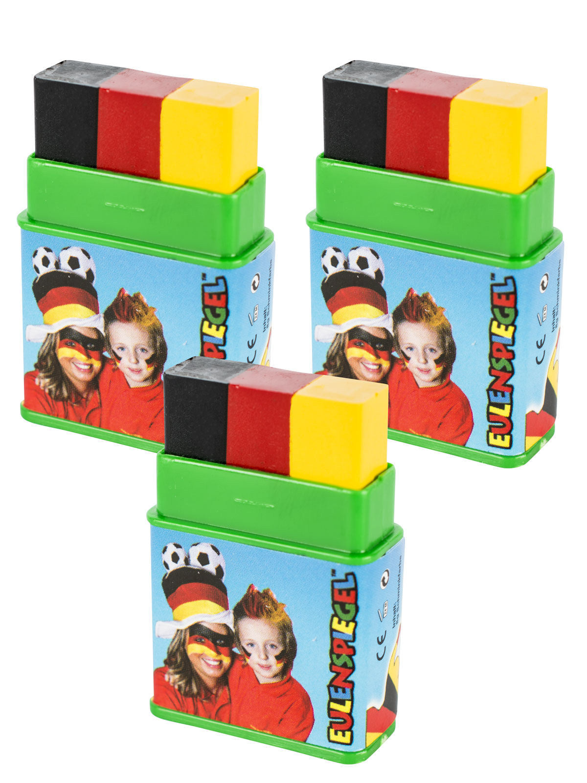 Set de creioane de machiaj Germania, 3 bucăți, negru-roșu-galben, 24g (Pachet) 