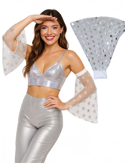 Manșete disco cu stele argintii 