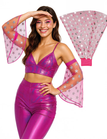 Manșete disco cu stele roz 