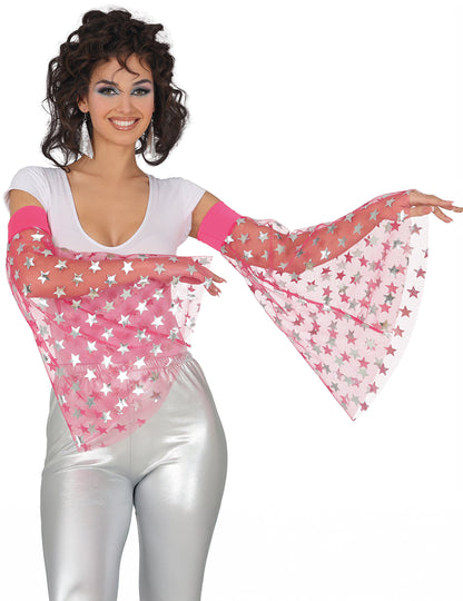 Manșete disco cu stele roz 