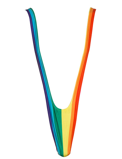 Vue de face du mankini arc en ciel pour adulte