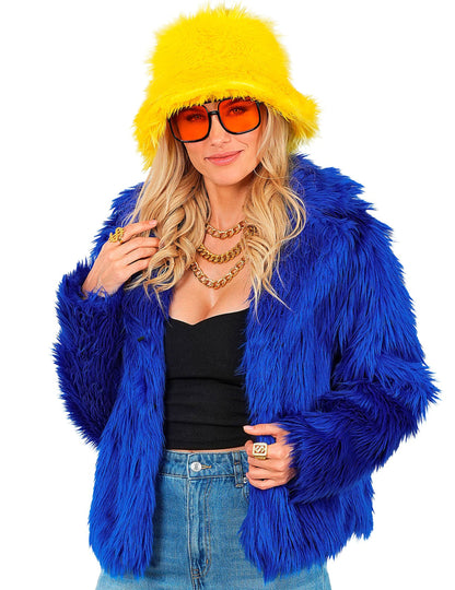 Manteau en fausse fourrure bleu foncé adulte