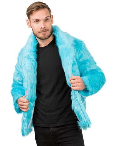 Haina de blană faux albastru pentru adulți