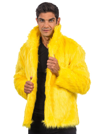 Haină de blană cu blană galbenă pentru adulți
