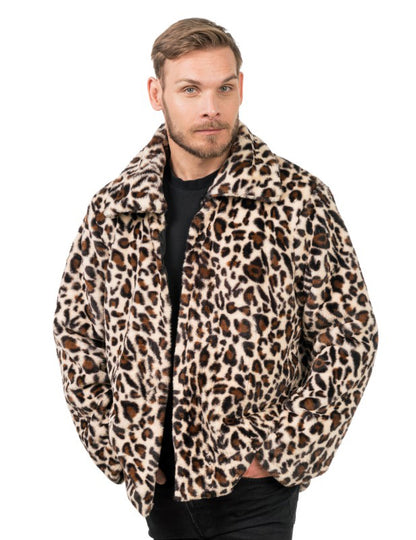 Haina de blană falsă pentru leopard pentru adulți