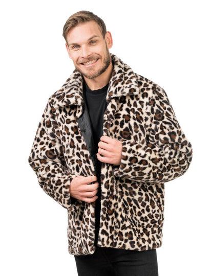 Haina de blană falsă pentru leopard pentru adulți