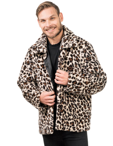 Haina de blană falsă pentru leopard pentru adulți