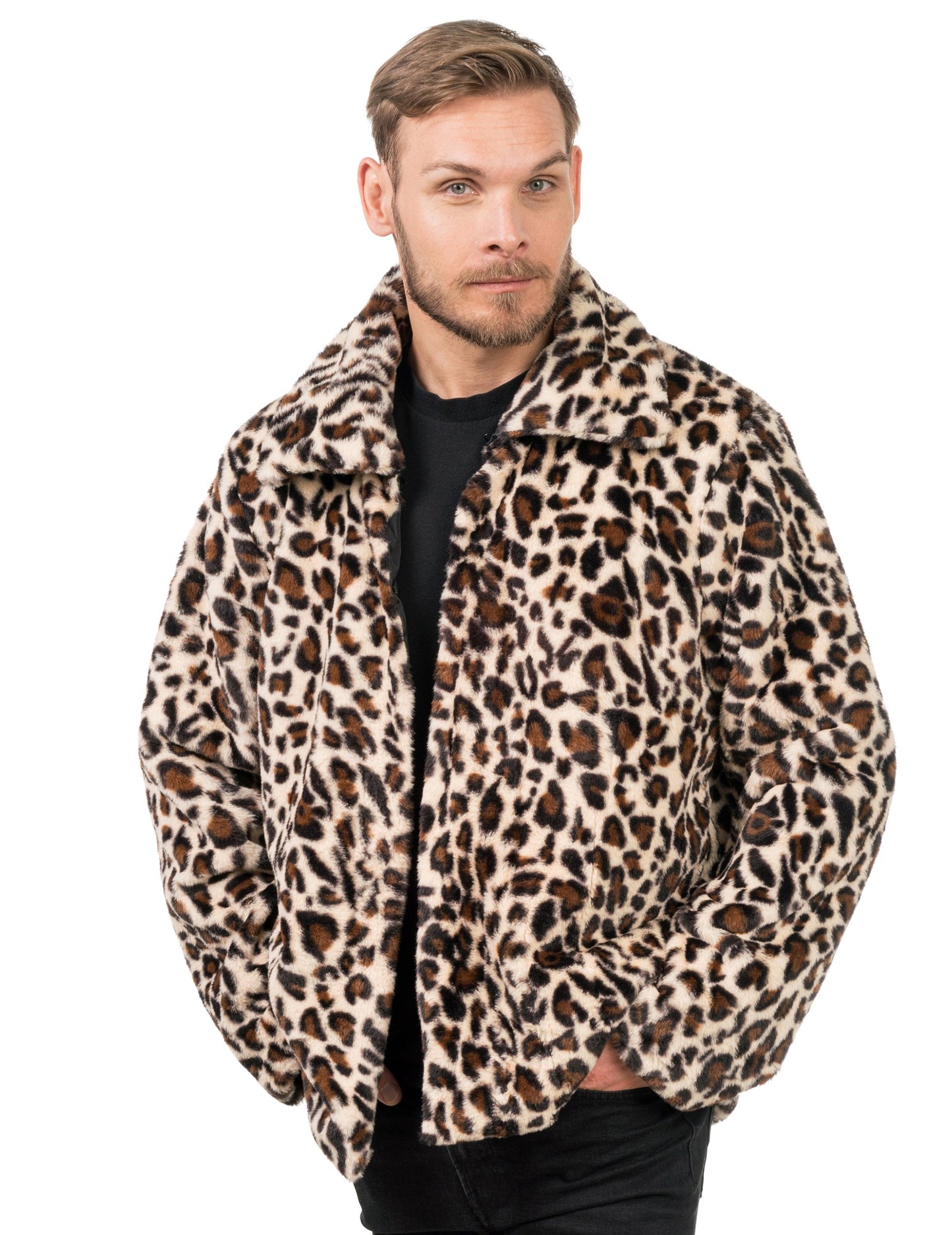 Haina de blană falsă pentru leopard pentru adulți