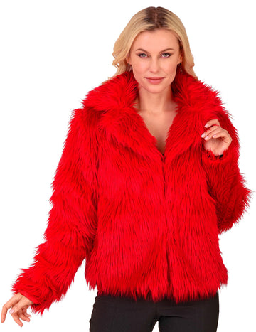 Haină roșie din blană artificială pentru adulți