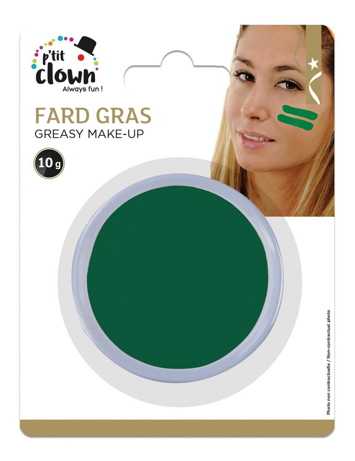 Vue du packaging du maquillage fard gras pour adulte vert