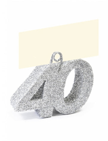 Targă de numărare cu sclipici argintiu 40 cu etichetă de nume