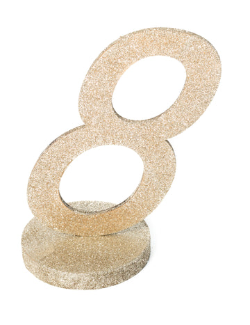 Centre de table chiffre 8 pour décoration de fête champagne pailleté en bois