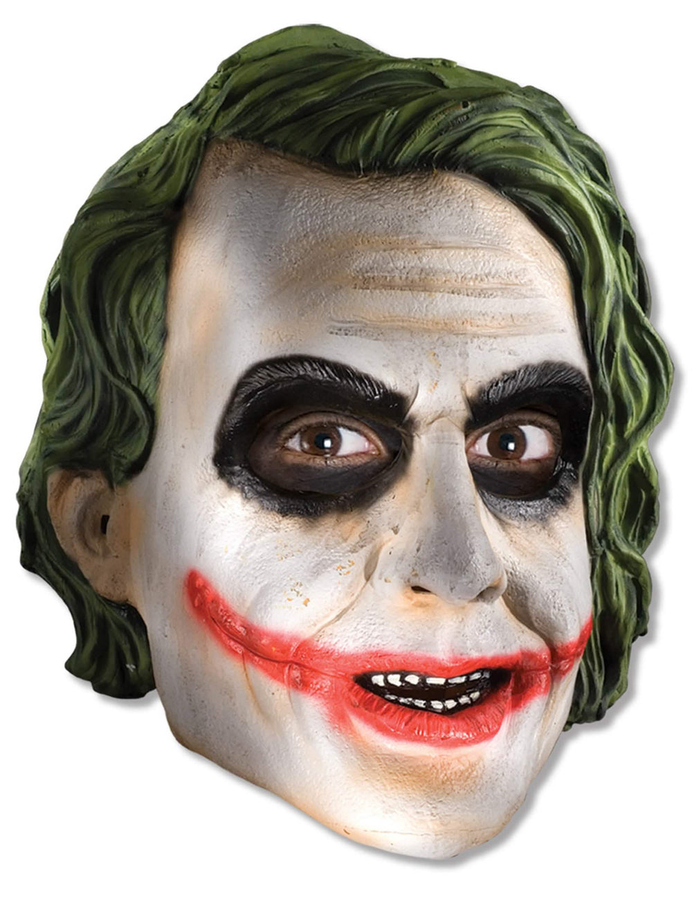 Mască 3/4 Joker the Dark Night™ pentru adult alb cu machiaj negru și roșu și păr verde