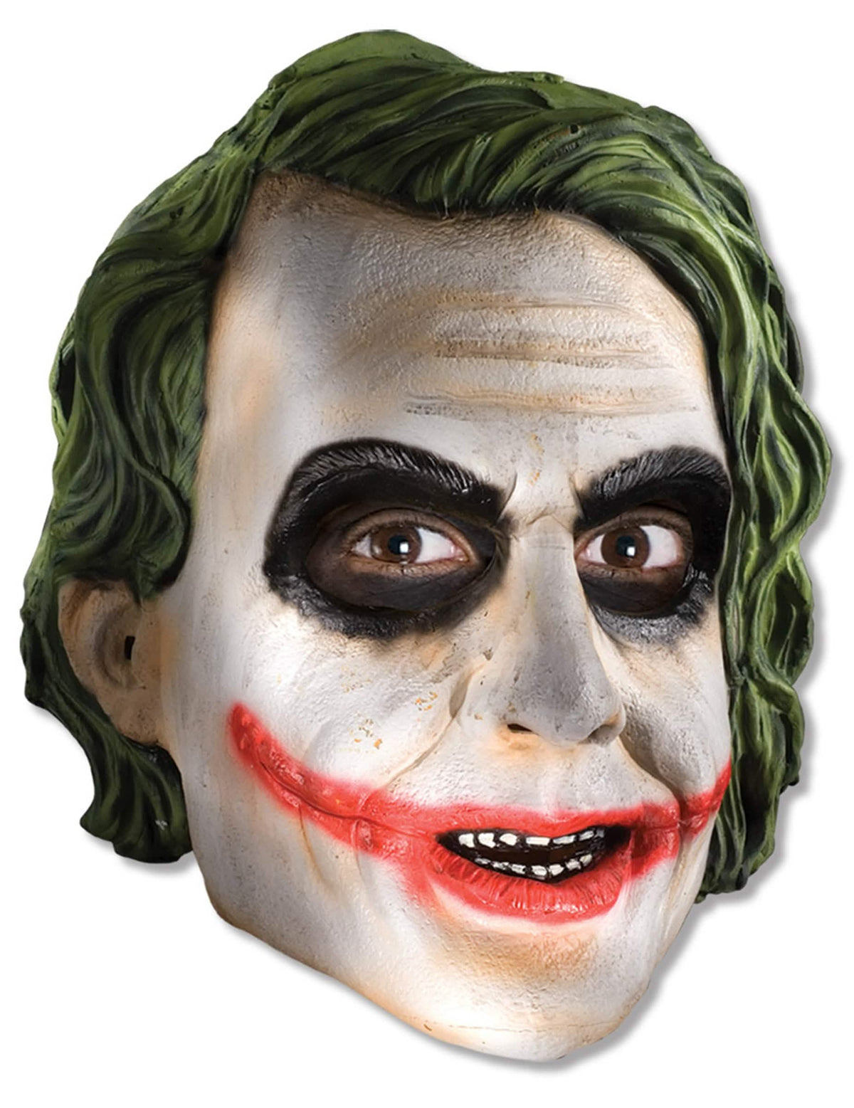 Mască 3/4 Joker the Dark Night™ pentru adult alb cu machiaj negru și roșu și păr verde