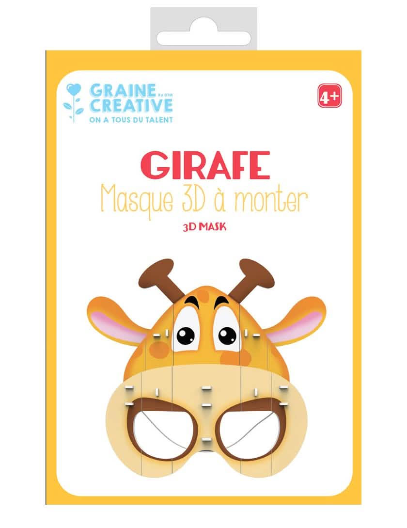 Masque 3D à monter girafe pour enfant jaune et marron