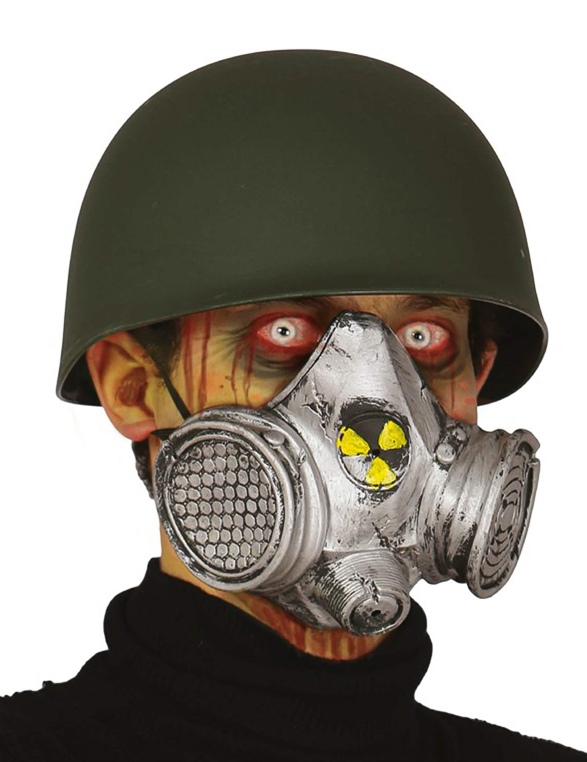 Mască de gaze nucleară pentru adult gri argintiu cu logo radioactiv galben
