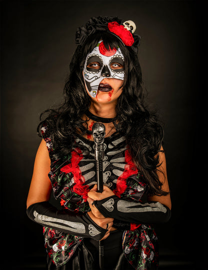 Vue de face du masque asymétrique Dia de los Muertos