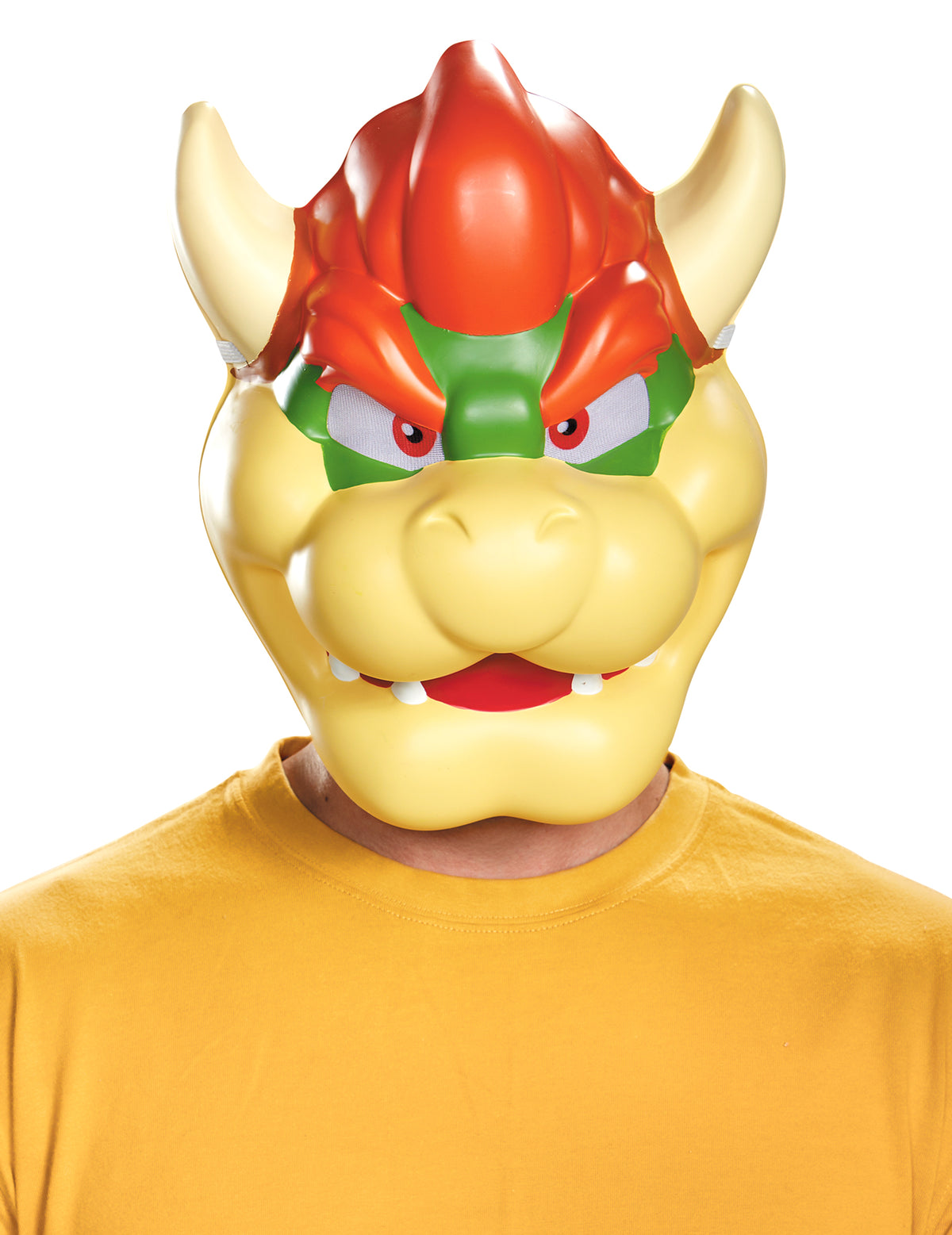 Masque Bowser Nintendo® pour adulte jaune et orange avec cornes