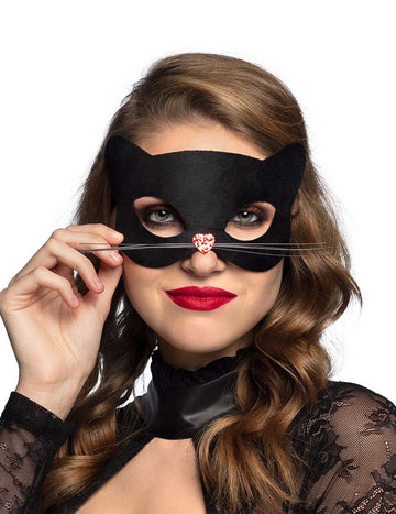 Masca de pisică neagră cu femeile cu inima nasului