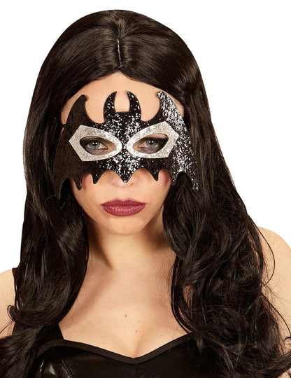 Masque de chauve-souris pour adulte noir et gris brillant