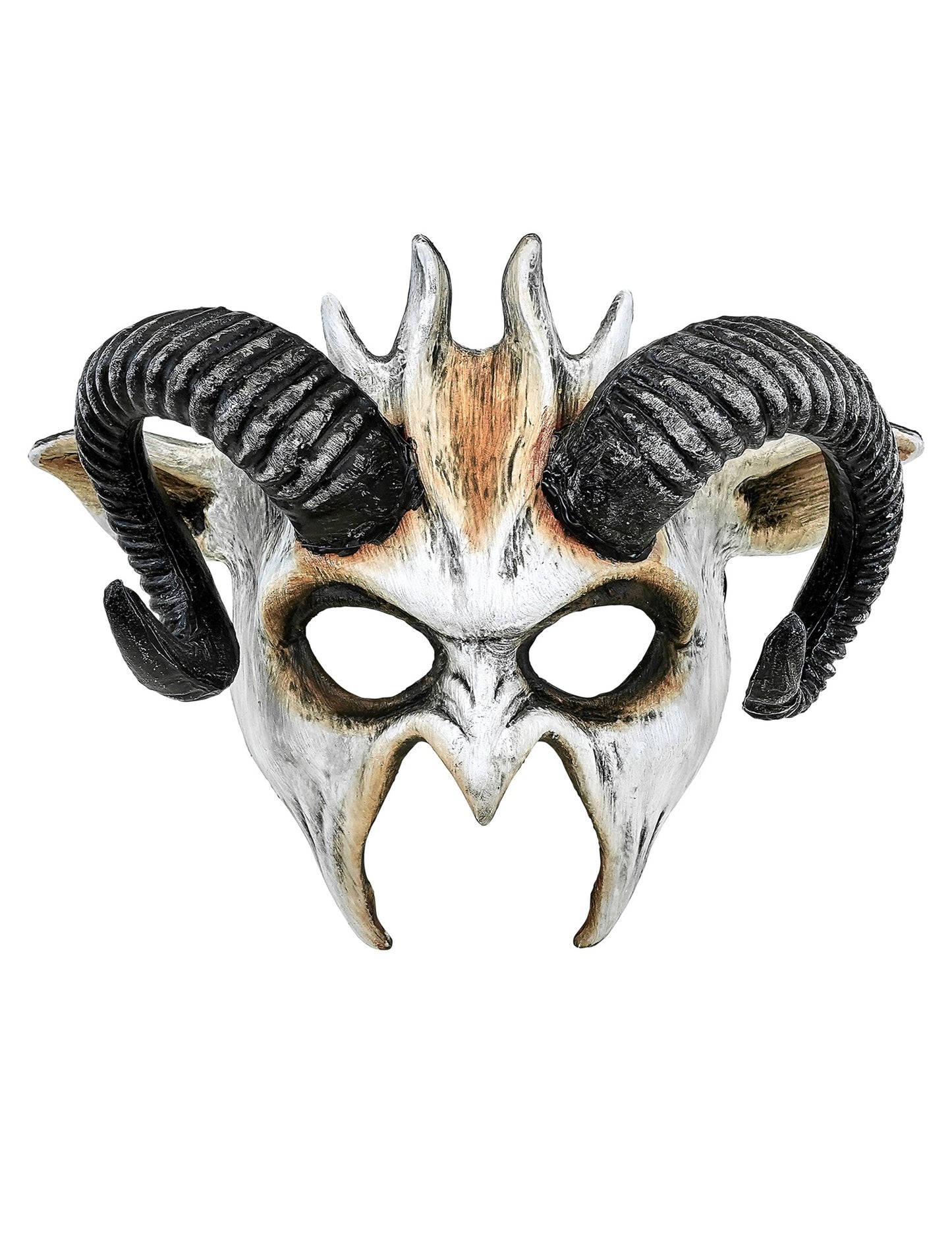 Vue de face du masque de démon à cornes