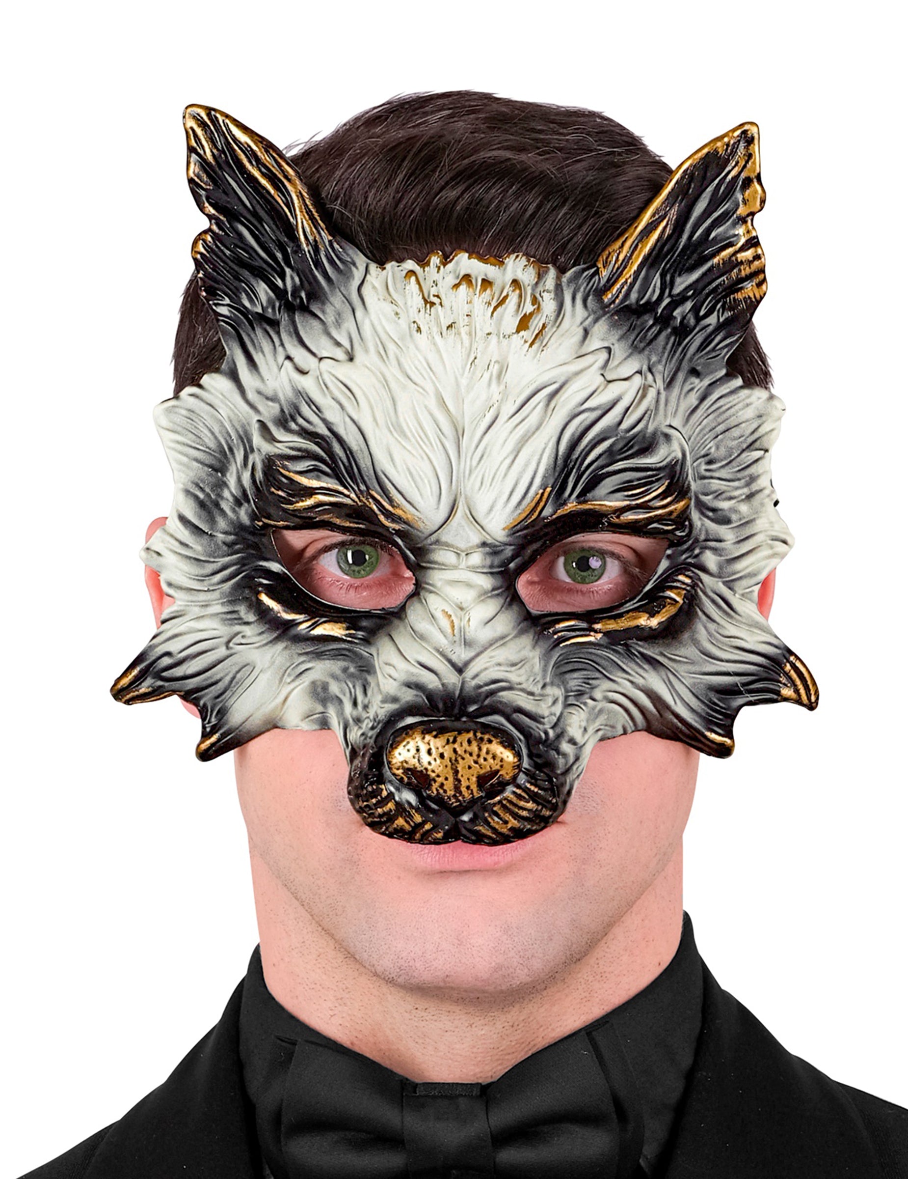 Gros plan sur les détails du masque de loup pour adulte