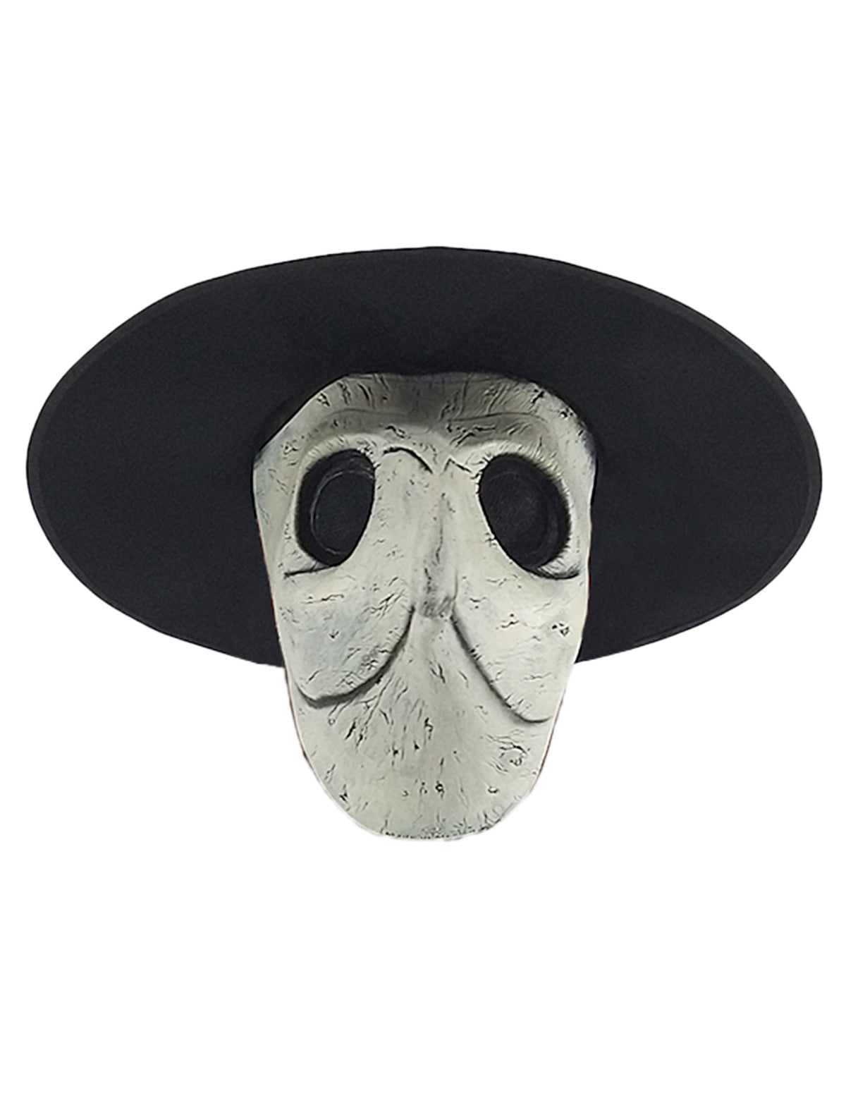 Vue de face du masque de médecin de peste