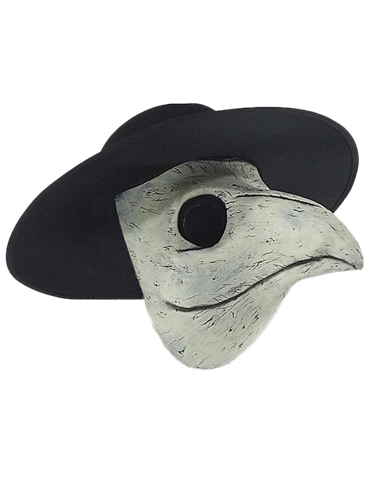Masque de médecin de peste pour adulte blanc cassé avec chapeau noir