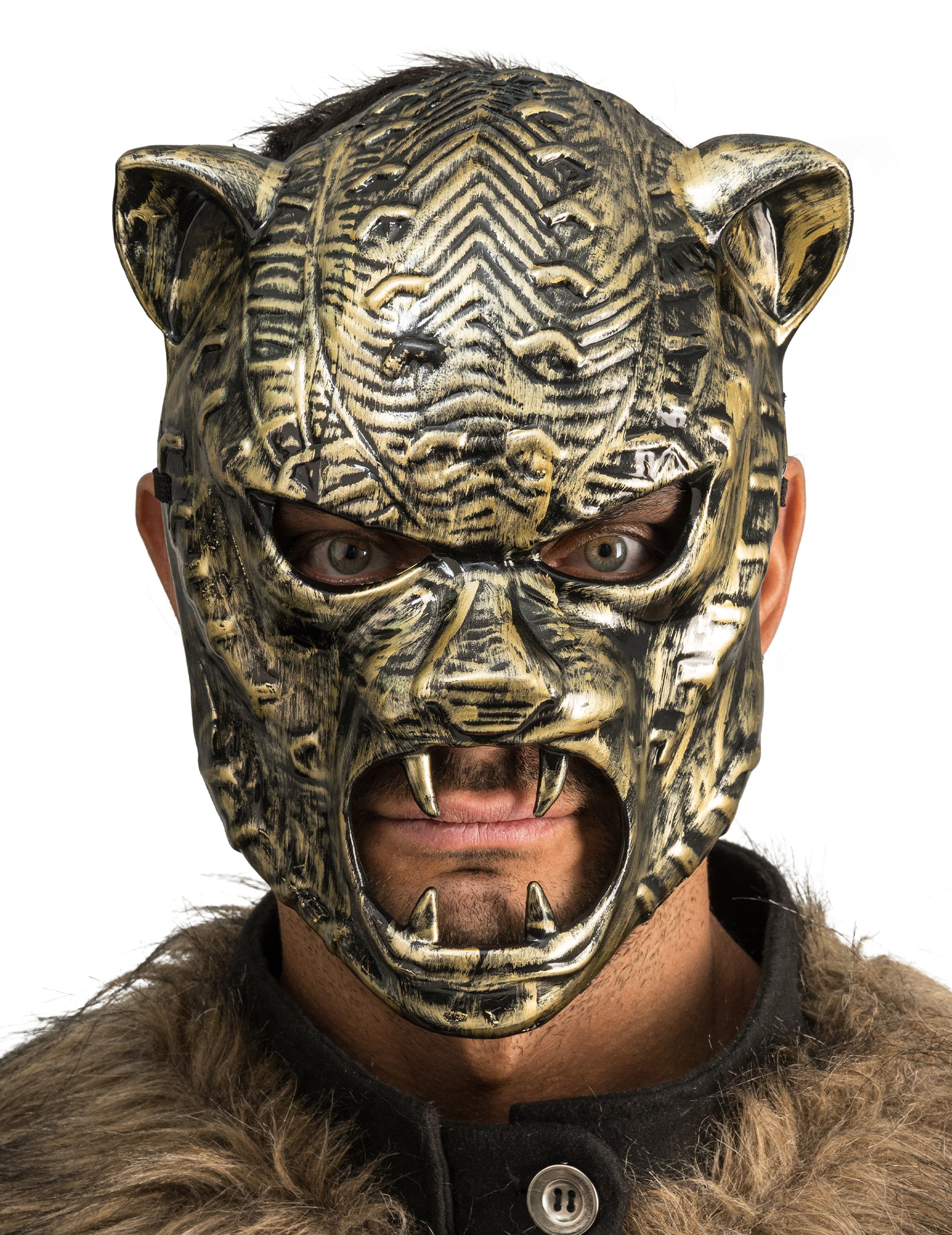 Masque de Tigre Maître du temps pour adulte or et noir