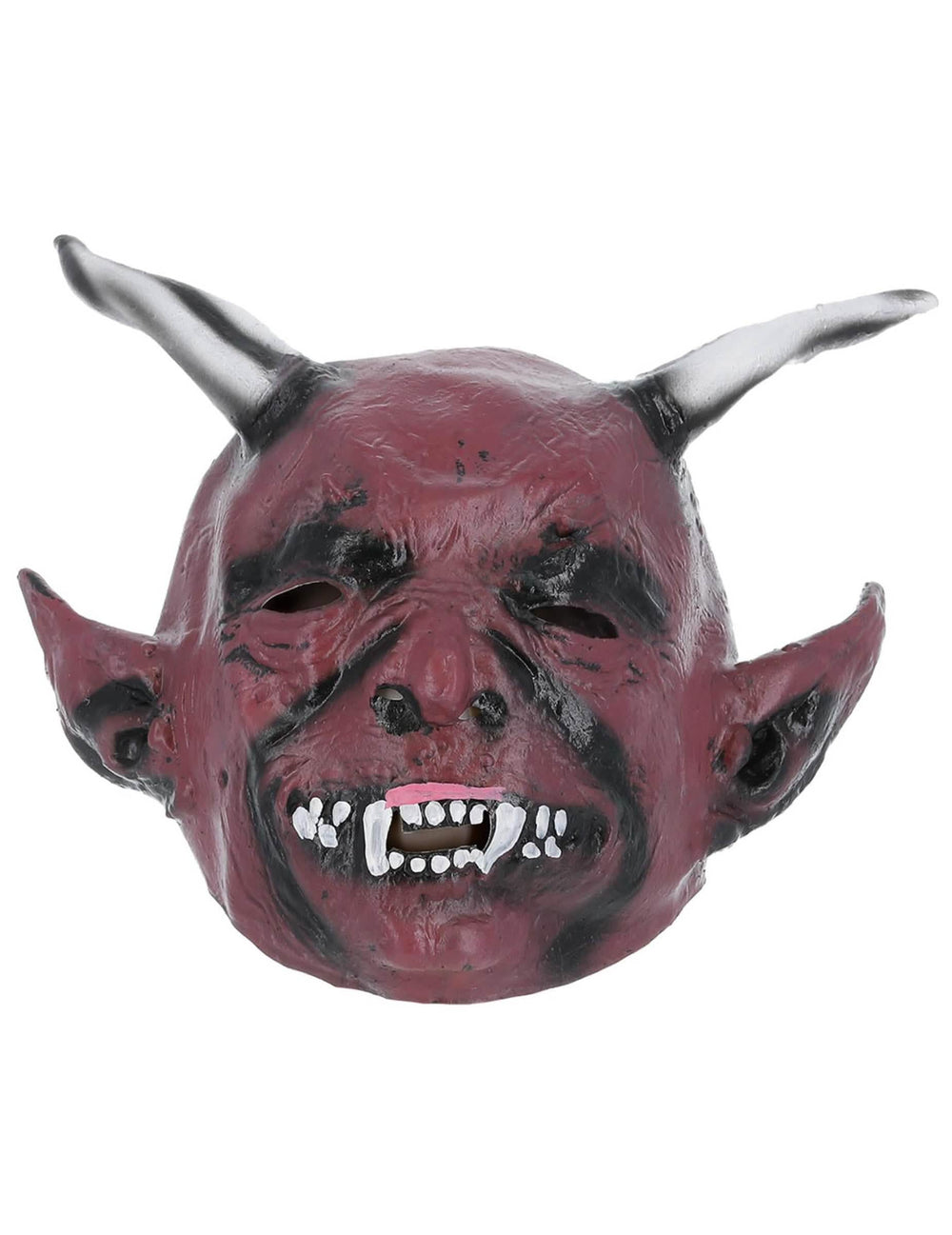 Prim-plan din față al măștii de demon cu coarne halloween