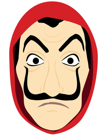 Masque en carton braqueur animé pour adulte avec capuche rouge