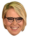 Mască din carton Maria De Filippi pentru adultă blondă cu ochelari negri