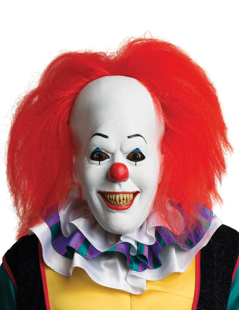 Mască din latex cu păr clown It™ pentru adult alb și roșu